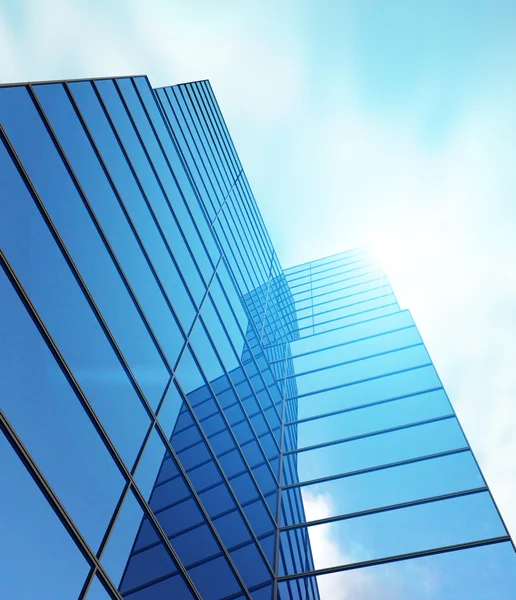 Modern blue glass wall of skyscraper — Stock Photo, Image