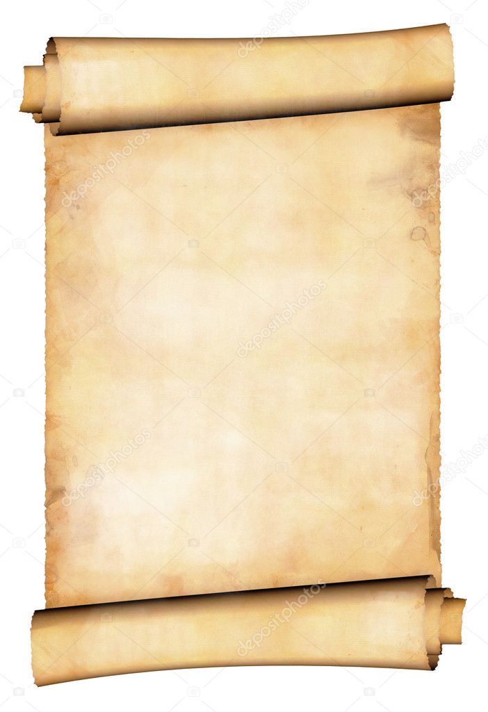 Antique Paper Scroll On White Background Stock Photo, Picture and