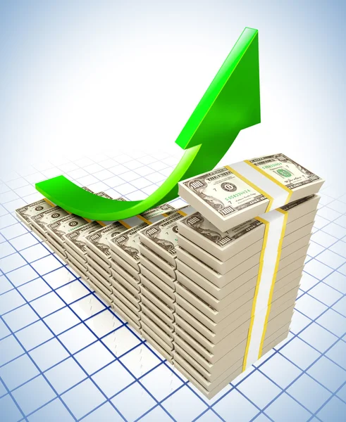 Dolar zvyšování grafy — Stock fotografie