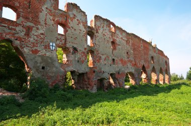 Ruins of Brandenburg castle in Ushakovo, Kaliningrad region. Rus clipart