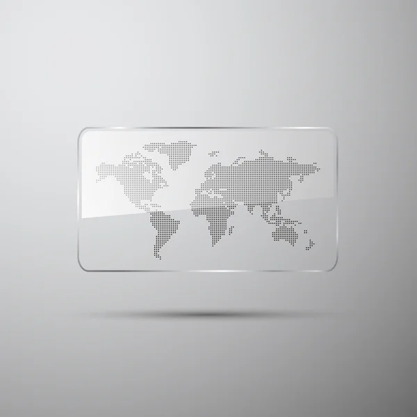 Carte du monde pointillée dans le verre — Image vectorielle