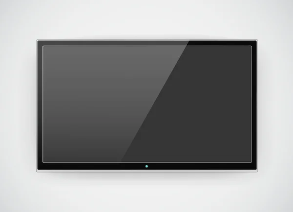 Black LCD or LED tv screen hanging on a wall — Stock Photo, Image