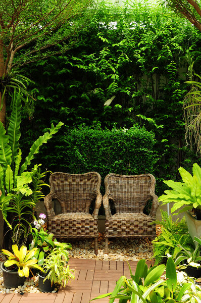 Couple chair in the garden