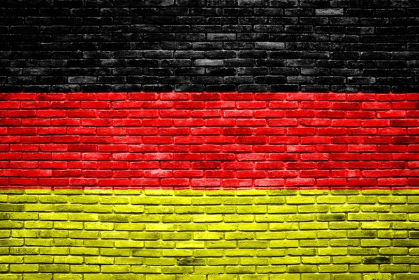 Σημαία της Γερμανίας ζωγραφισμένο σε παλιό τοίχο από τούβλα — Φωτογραφία Αρχείου