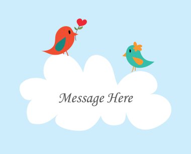 Couple bird message with white cloud clipart