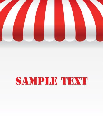 Red and white strip shop awning with space clipart