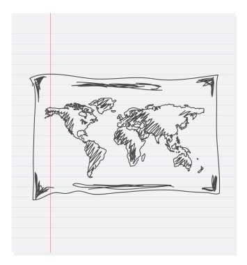 Hand drawing map of the world clipart