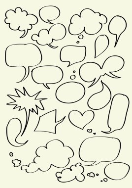 Set of hand drawn word bubbles for text insertion clipart