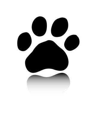 Black paw on white background clipart