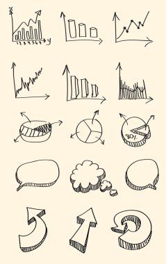 Set of hand drawn sketch of business graph clipart