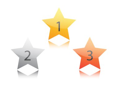 Gold silver bronze star on white clipart