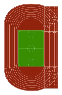 Top view of running track and soccer field clipart