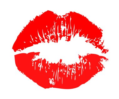 Texture of lipstick kiss on white clipart