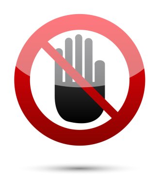 No entry hand sign on white clipart