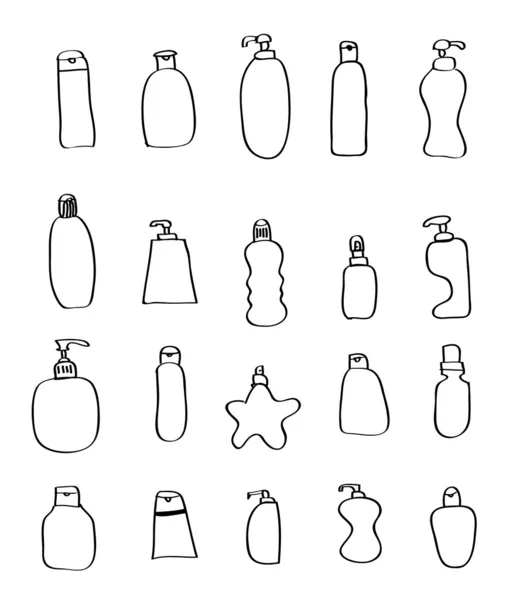 Set di 20 bottiglia di scarabocchio del fumetto di differenza — Vettoriale Stock