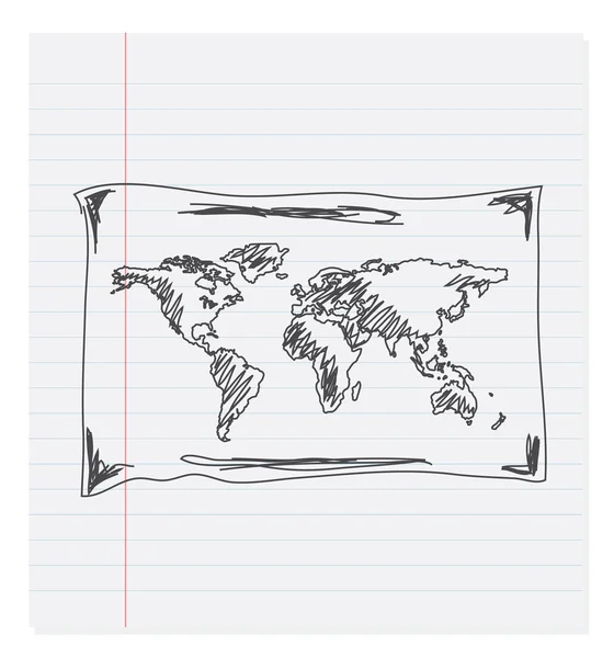Dibujo a mano mapa del mundo — Vector de stock