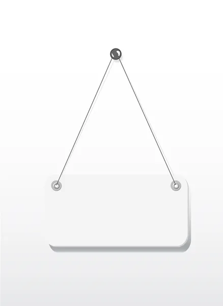 Panneau vierge suspendu avec fil et clou isolé sur blanc — Image vectorielle