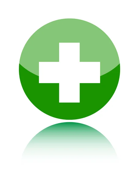 Signe médical de premiers soins sur vert — Image vectorielle