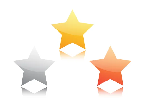 Gold, silver and bronze star — Stock Vector