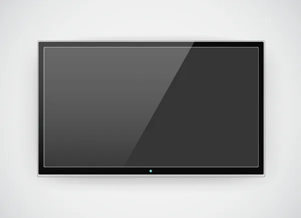 Schwarzer LCD- oder LED-Fernseher, der an der Wand hängt — Stockvektor