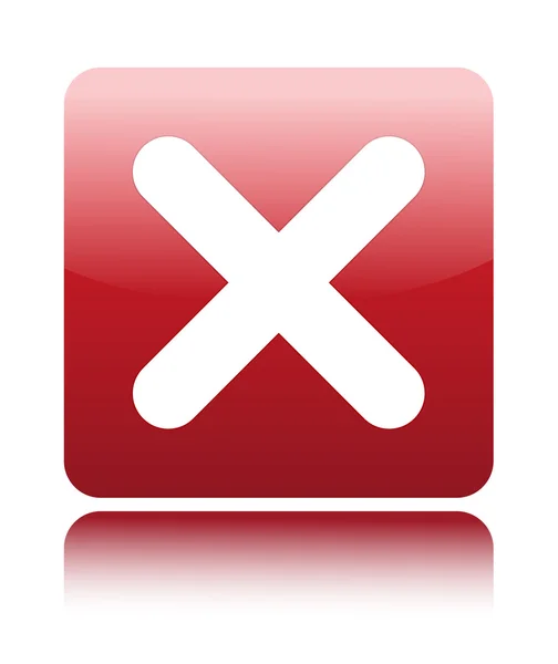 Pulsante rosso lucido web 2.0 con segno di cancellazione — Vettoriale Stock