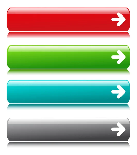 Γυαλιστερό χρώμα σατέν κουμπιά με βέλος σύμβολο — 图库矢量图片