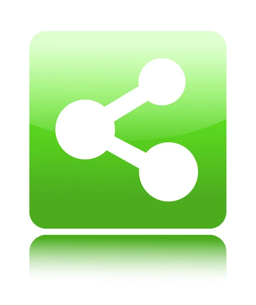 Verde botón web brillante con signo de acción — Vector de stock
