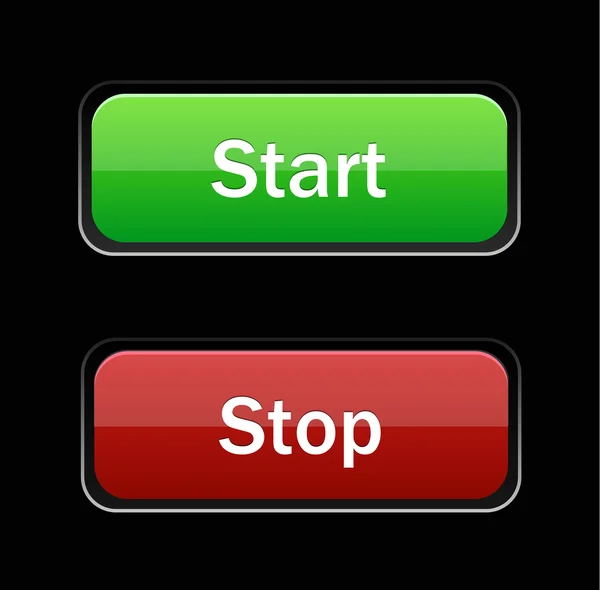 Пуск кнопки Stop Stop на черном — стоковый вектор