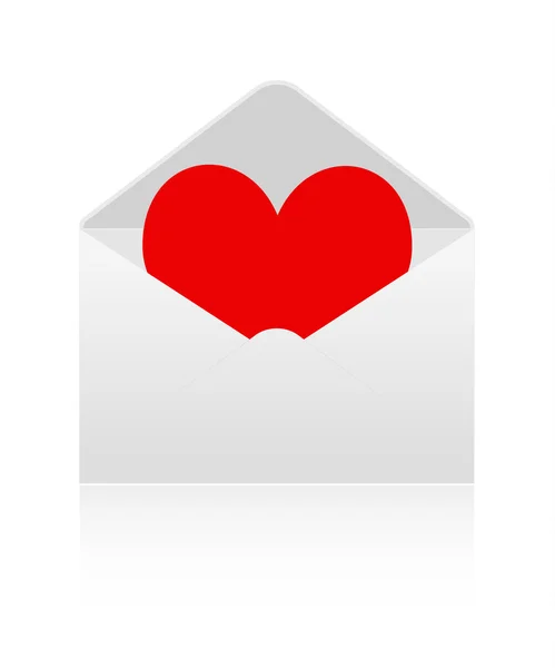 Coeur rouge dans l'enveloppe — Image vectorielle