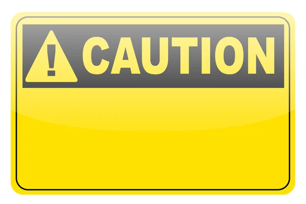 Signo de etiqueta de precaución amarillo en blanco — Vector de stock