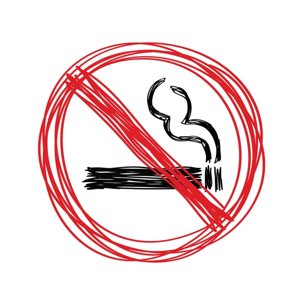 Mano dibujada no fumar signo — Vector de stock