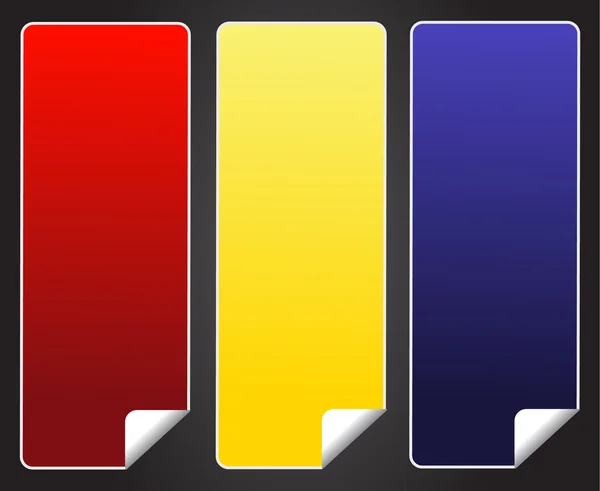 Etiqueta adhesiva azul amarillo rojo en blanco — Vector de stock