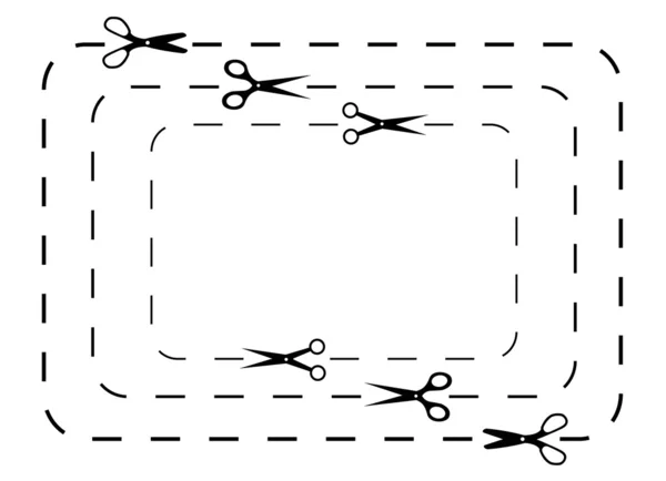 Ciseaux lignes coupées — Image vectorielle