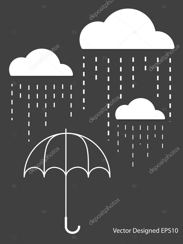 White Cloud with Rain drop on umbrella