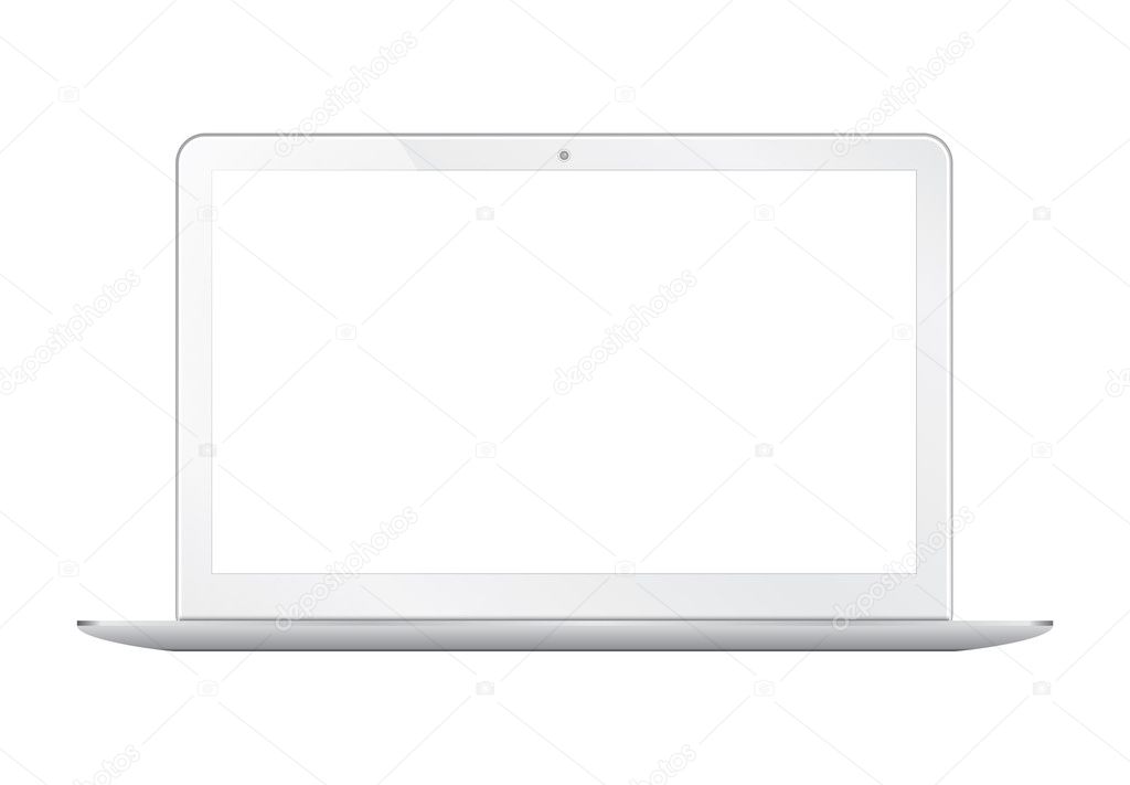 Modern thin laptop isolated on white