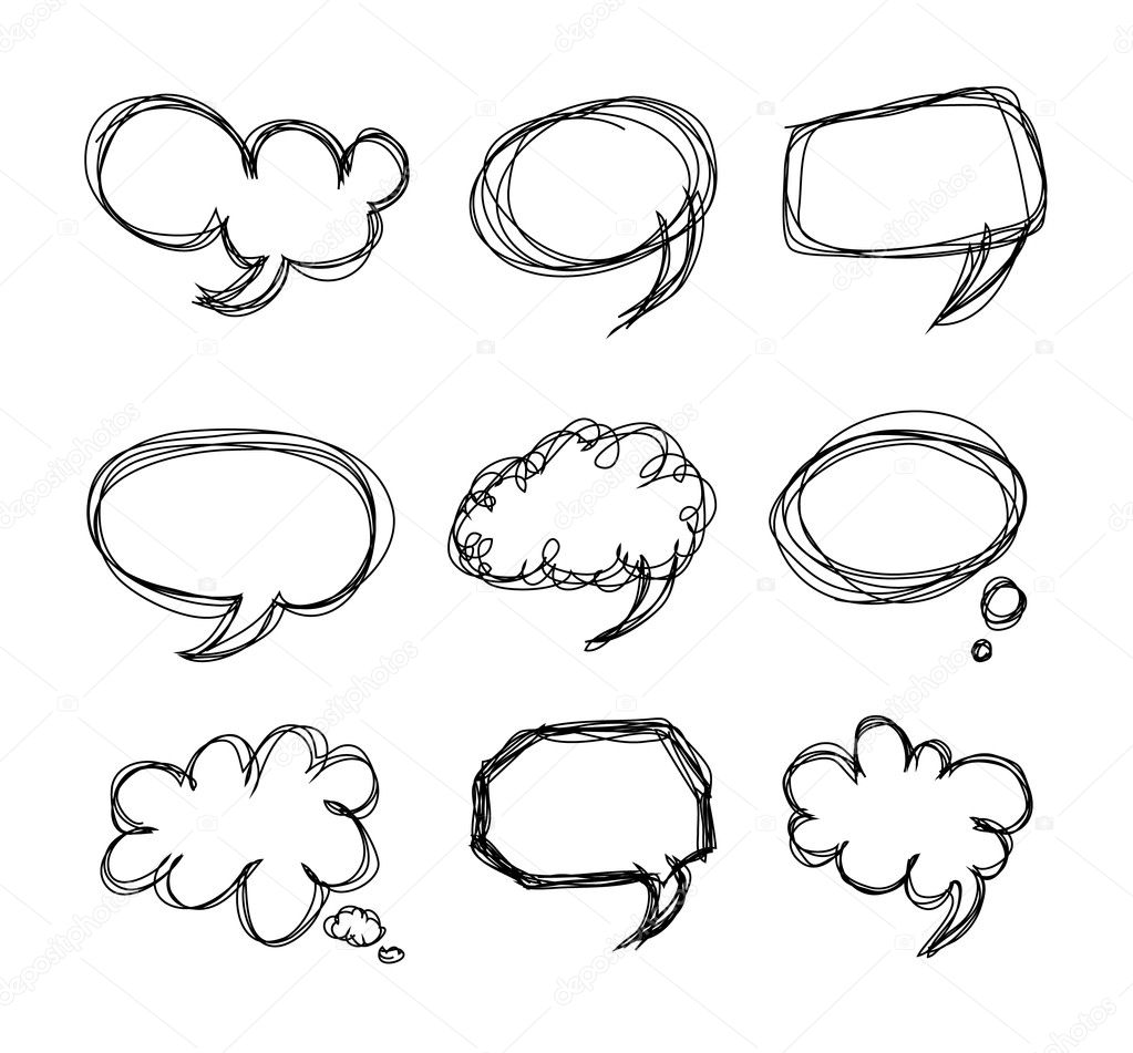 Hand drawing speech bubbles cartoon doodle