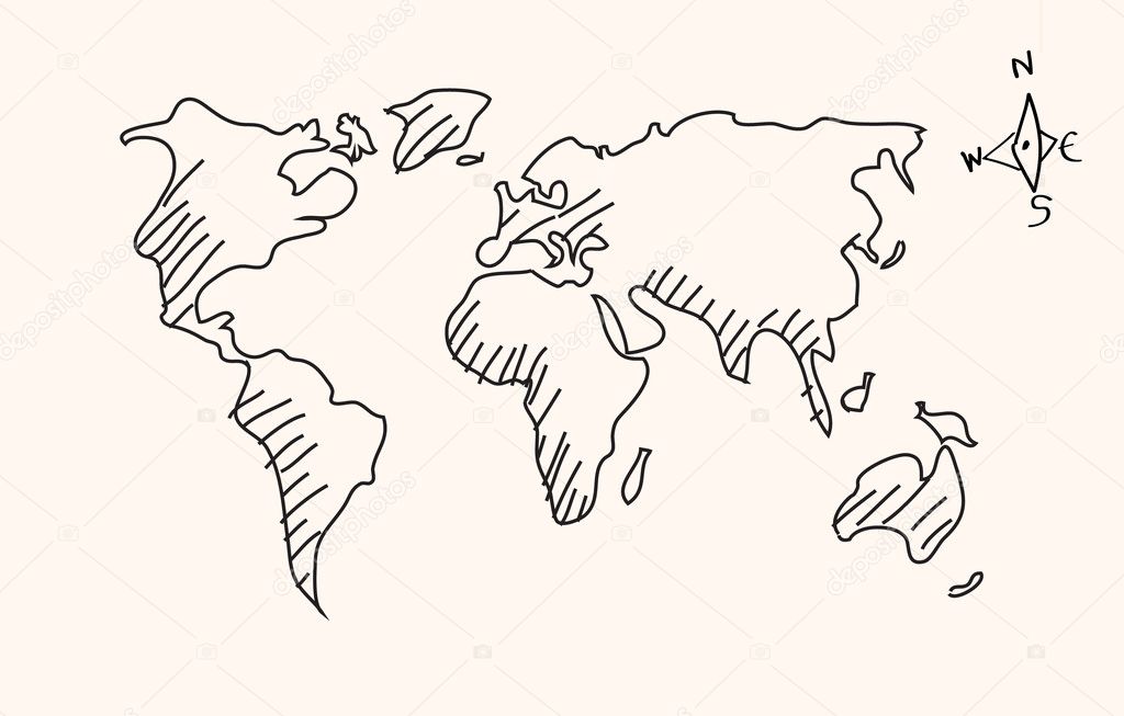 Hand drawn world map