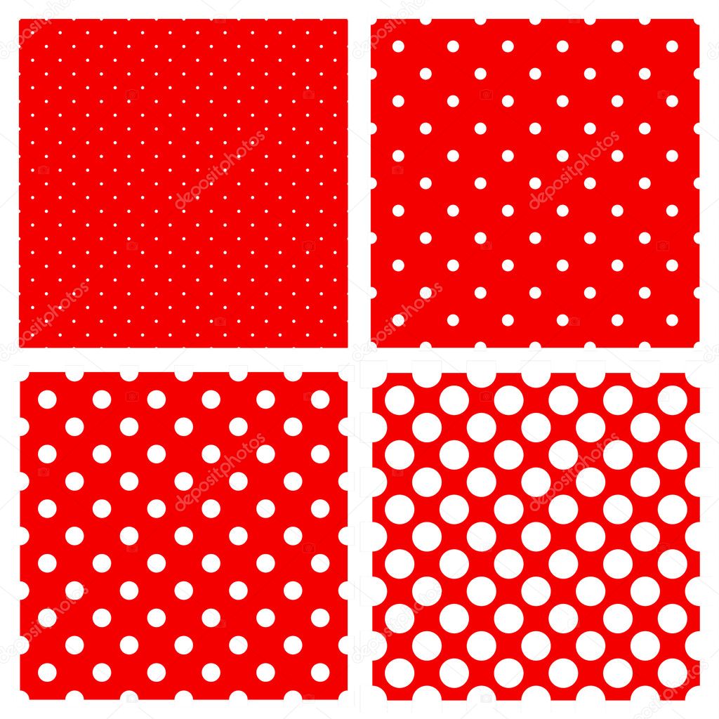 White polka dots pattern on red