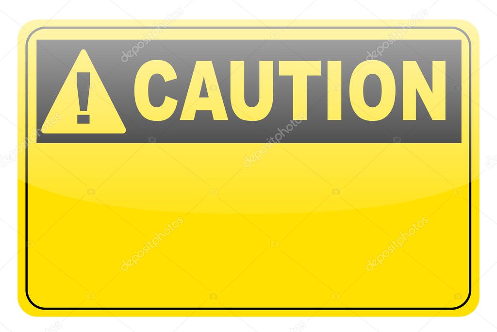 Blank yellow caution label sign