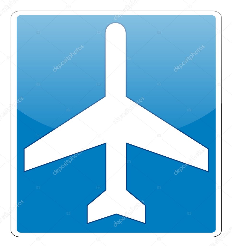 Airport glossy label sign on white