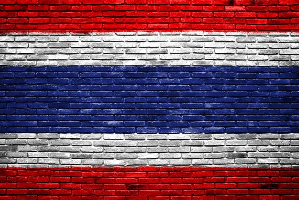 Thajsko vlajka na staré cihlové zdi — Stock fotografie