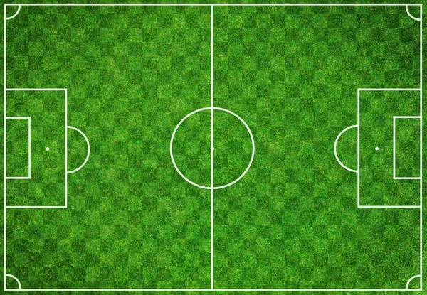 Groene voetbalveld met witte lijnen — Stockfoto