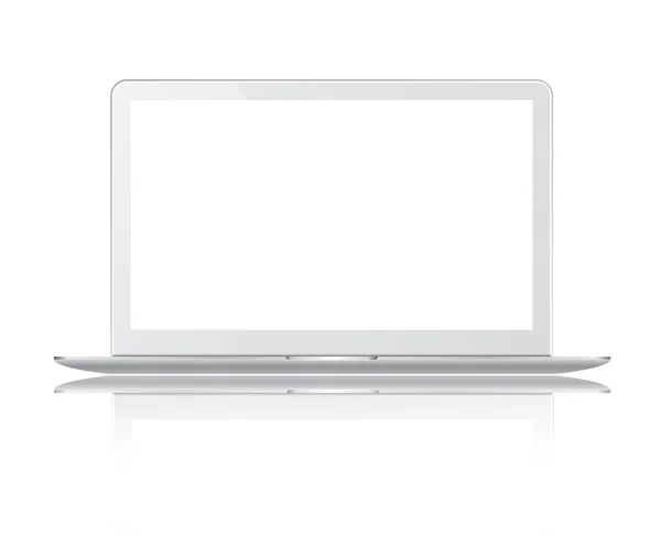 Witte dunne laptop met uitknippad en wit scherm geïsoleerde o — Stockfoto