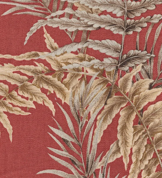 Leaf texture on red fabric — Stock Photo, Image