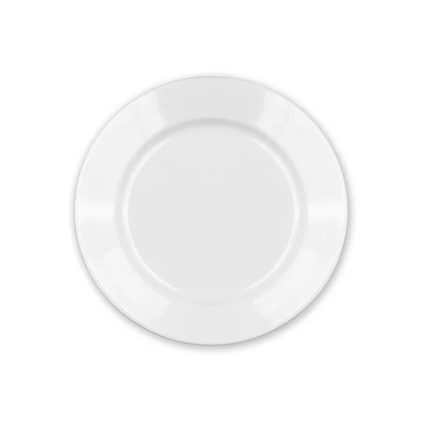 Біла тарілка ізольована на білому — стокове фото