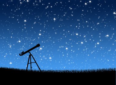 Telescope on the grass Under the Stars clipart