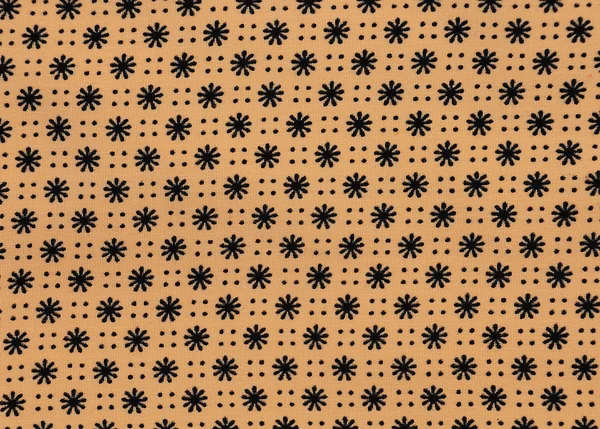 Black flower texture on Cream Fabric — Stock Photo, Image