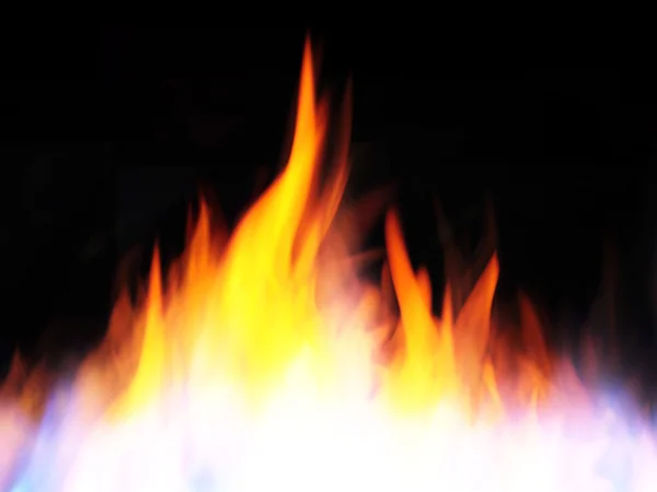 Fogo e chamas no preto — Fotografia de Stock