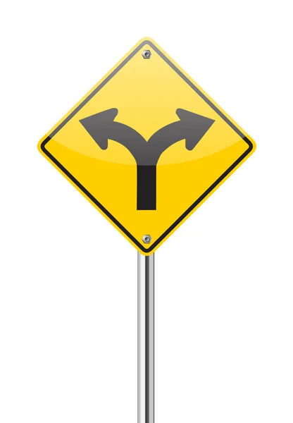 Gabelung im Verkehrszeichen — Stockvektor