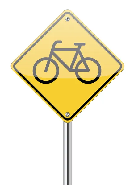 Bicicleta sinal de estrada amarelo — Vetor de Stock